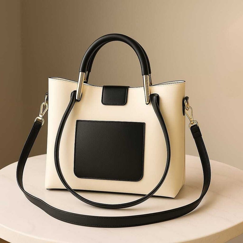 Osman Elite Contrast Handbag in Cream and Black for Women - Image 1